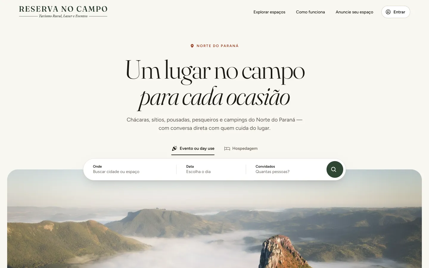 Reserva no Campo · Site
